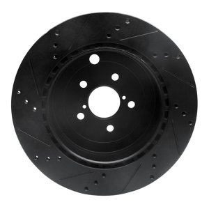 Subaru BRZ Brake Rotor (1) - Rear Right - R1 Concepts - Drilled & Slotted - Black - `17-`25